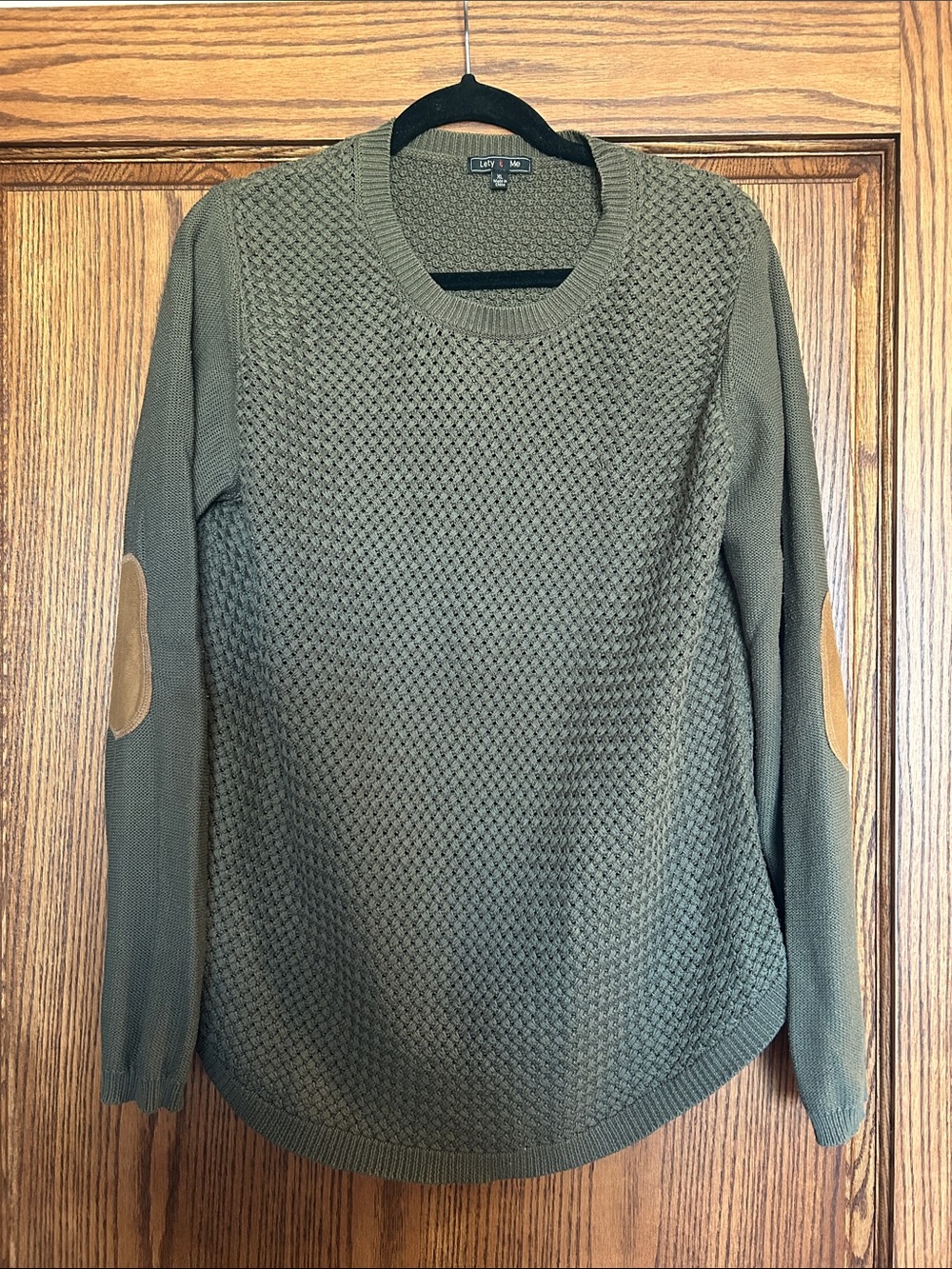 Caslon Olive Crewneck Sweater with Elbow Patches
